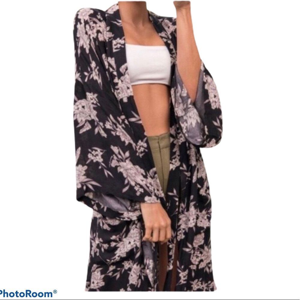 Spiritual Gangster Black Floral Robe Wrap … - Picture 1 of 12